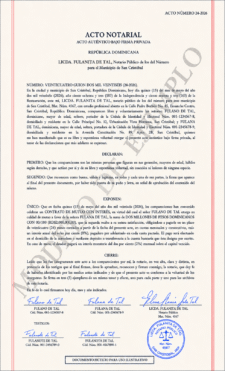 ACTO NOTARIAL (HASTA 29 LÍNEAS)